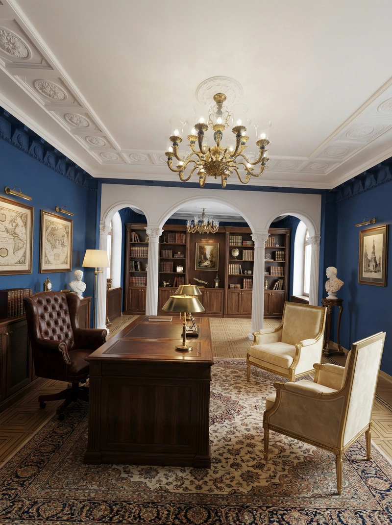 Дизайн интерьера в стиле Классика — Кабинет от нейросети RoomGPT
