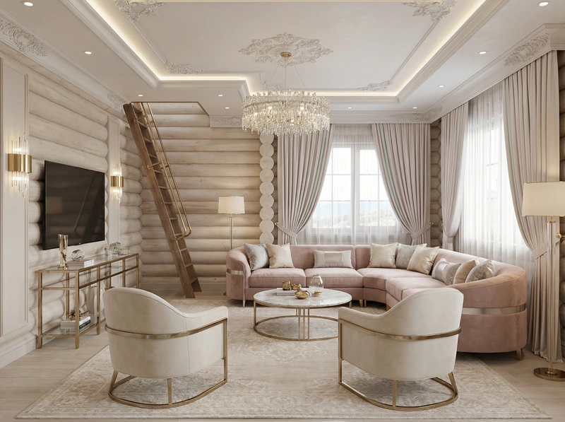 Дизайн интерьера в стиле Неоклассика — Гостиная от нейросети RoomGPT