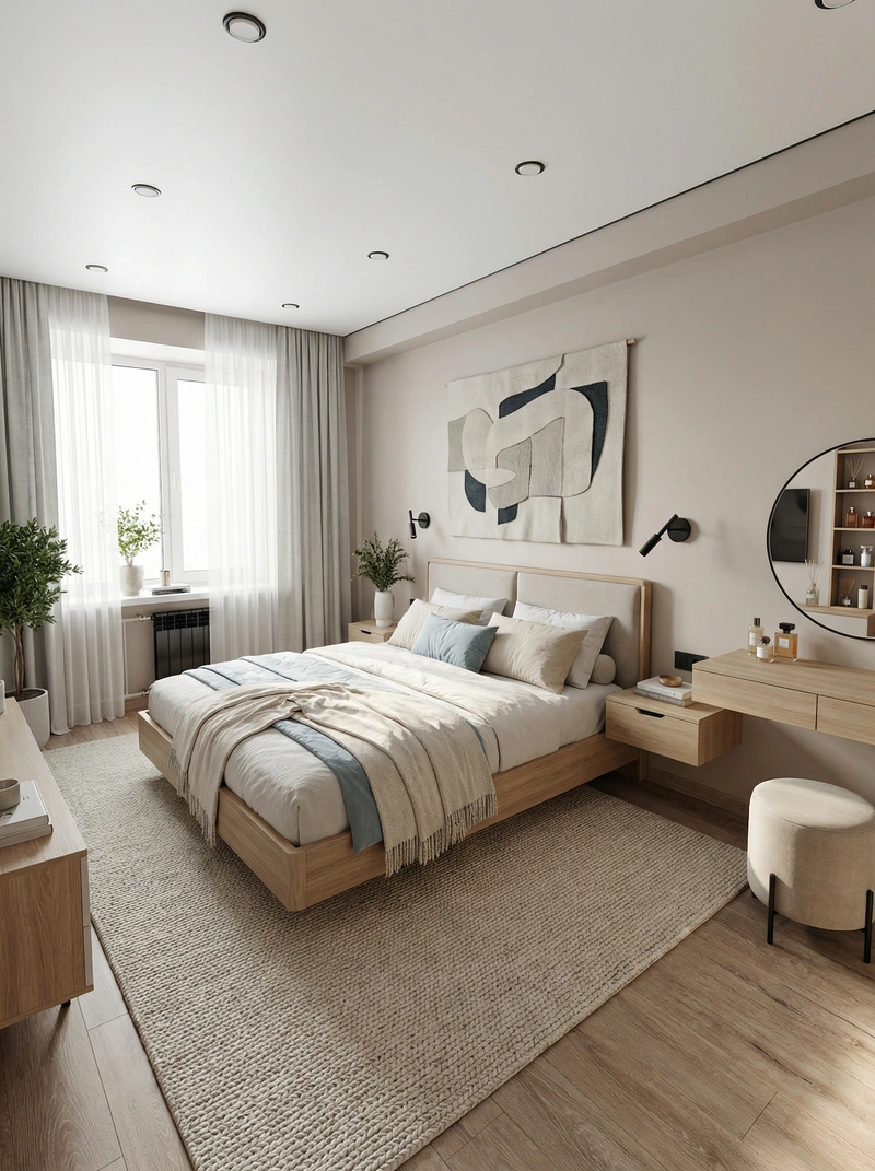 Дизайн интерьера в стиле Сканди — Спальня от нейросети RoomGPT
