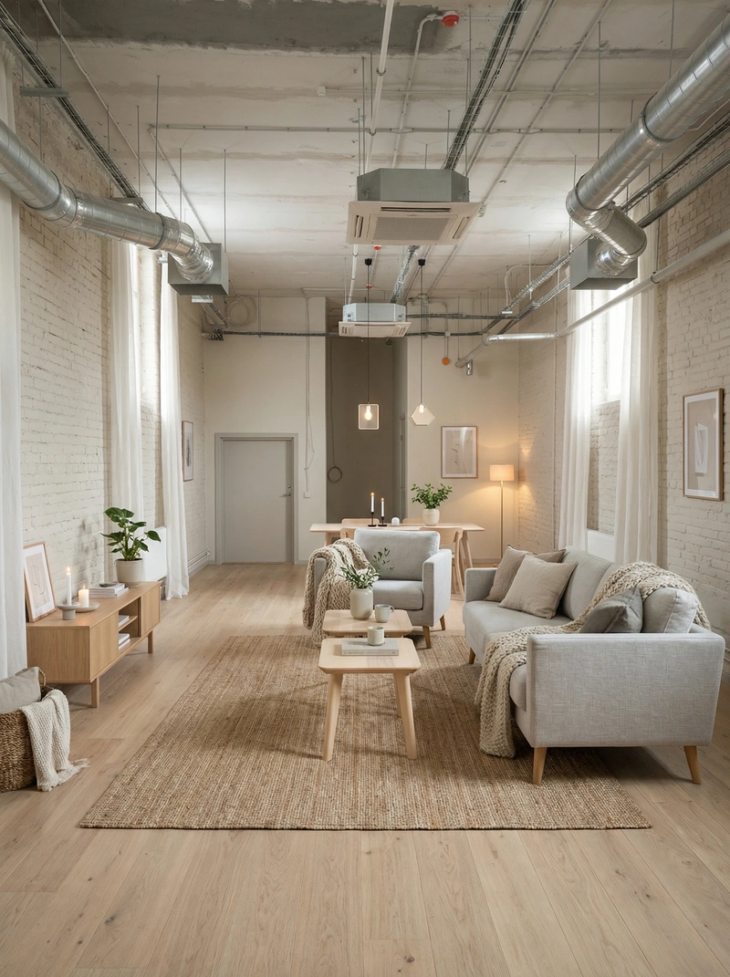 Дизайн интерьера в стиле Хюгге — Гостиная от нейросети RoomGPT