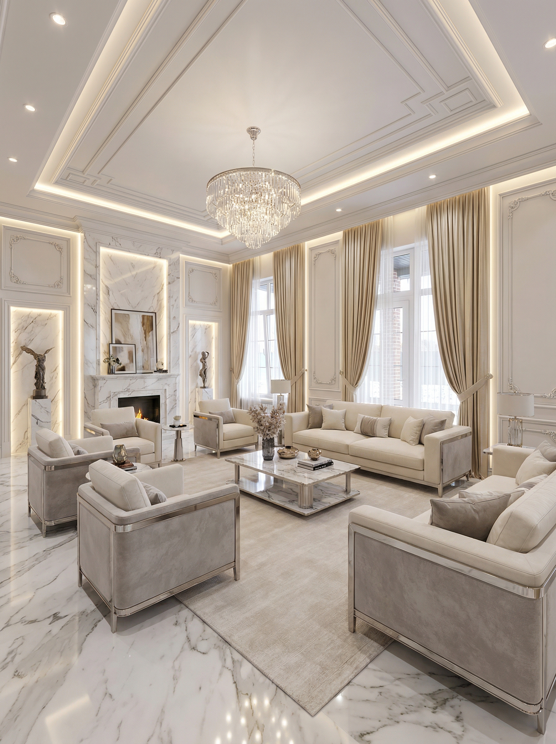 Дизайн гостиной в стиле Классика — фото интерьера от нейросети RoomGPT