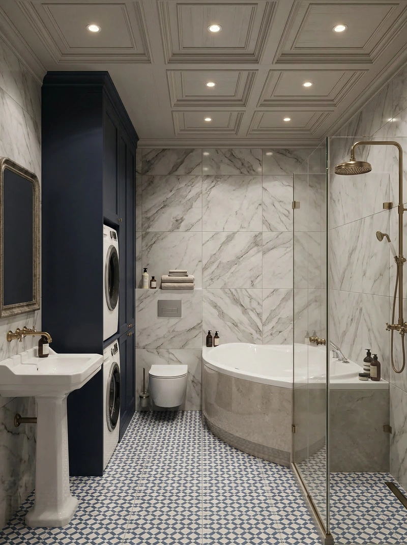 Дизайн ванной в стиле Классика — фото интерьера от нейросети RoomGPT