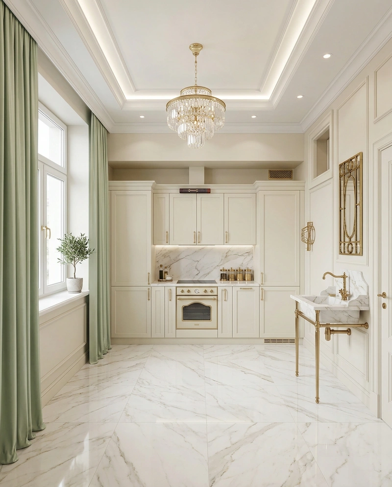 Дизайн кухни в стиле Неоклассика — фото интерьера от нейросети RoomGPT
