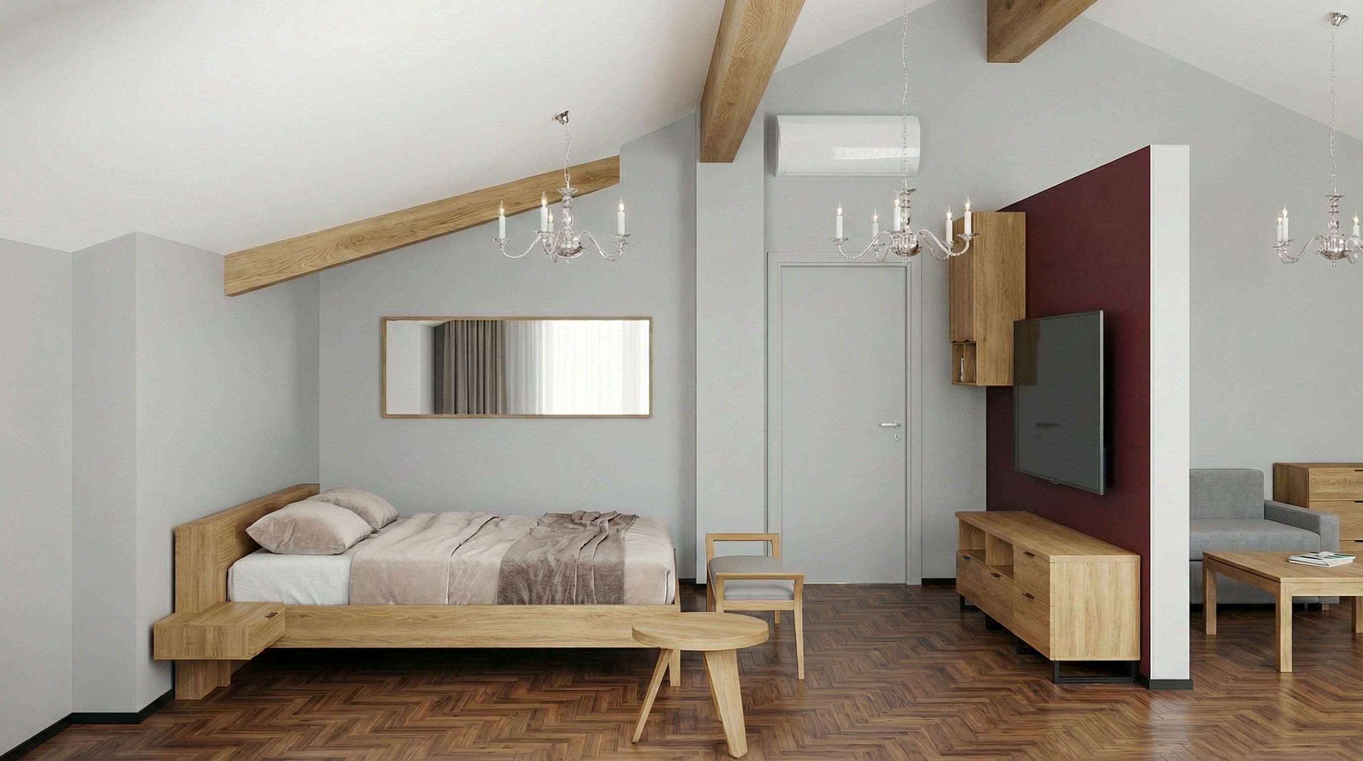 Дизайн спальни в стиле Сканди — фото интерьера от нейросети RoomGPT