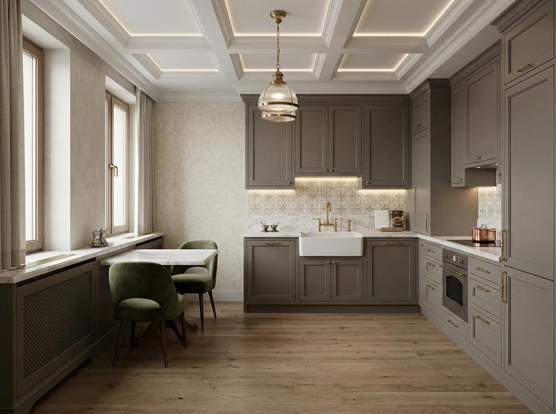 Дизайн интерьера в стиле Классика — Кухня от нейросети RoomGPT
