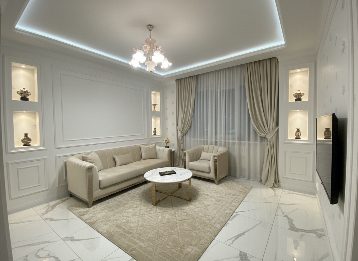 Дизайн гостиной в стиле Классика — фото интерьера от нейросети RoomGPT