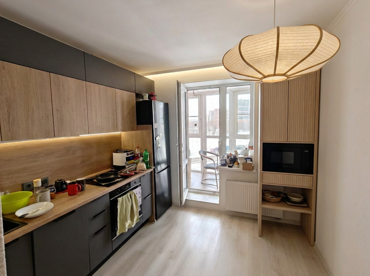 Дизайн гостиной в стиле Japandi — фото интерьера от нейросети RoomGPT