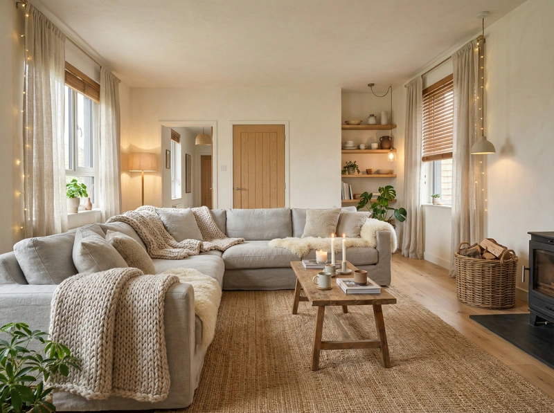 Дизайн интерьера в стиле Хюгге — Гостиная от нейросети RoomGPT