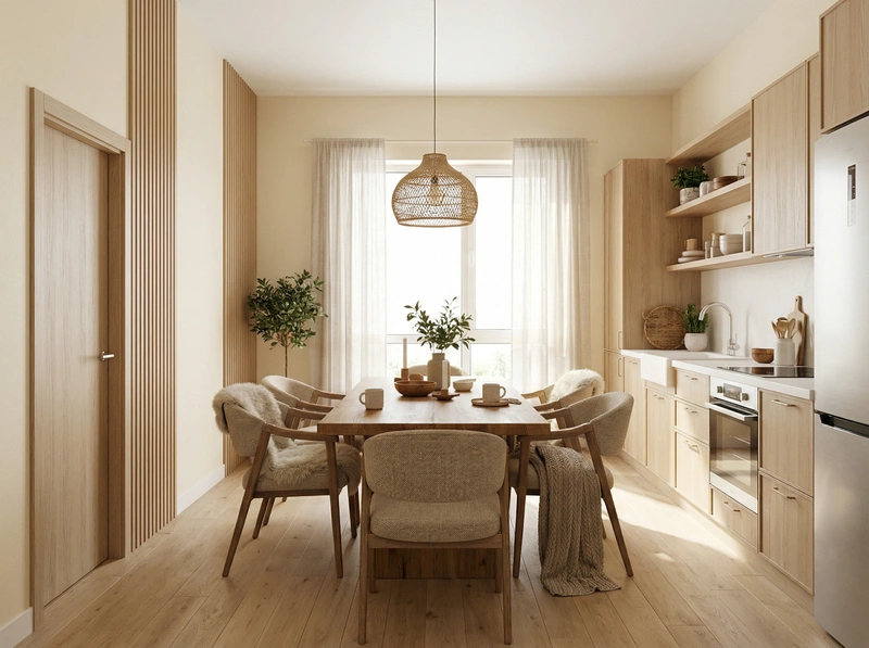 Дизайн интерьера в стиле Хюгге — Кухня от нейросети RoomGPT