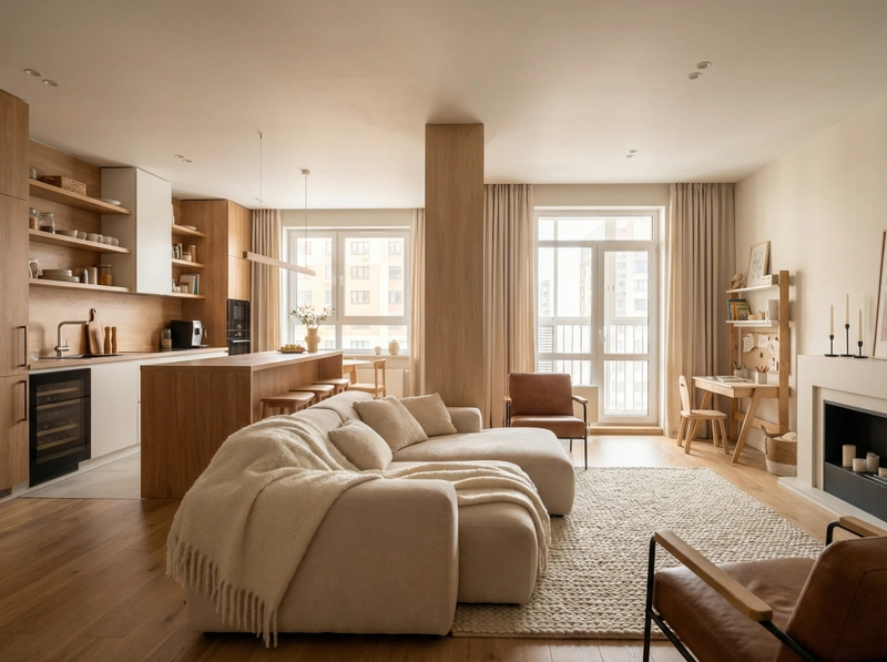 Дизайн интерьера в стиле Хюгге — Гостиная от нейросети RoomGPT