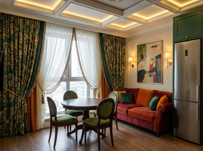 Дизайн интерьера в стиле Эклектика — Гостиная от нейросети RoomGPT