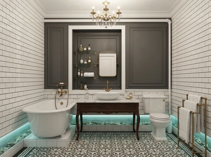 Дизайн интерьера в стиле Классика — Ванная от нейросети RoomGPT