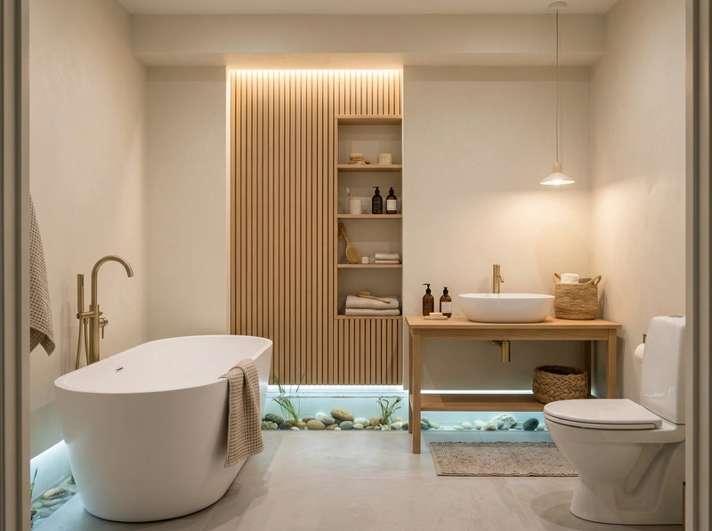 Дизайн интерьера в стиле Хюгге — Ванная от нейросети RoomGPT