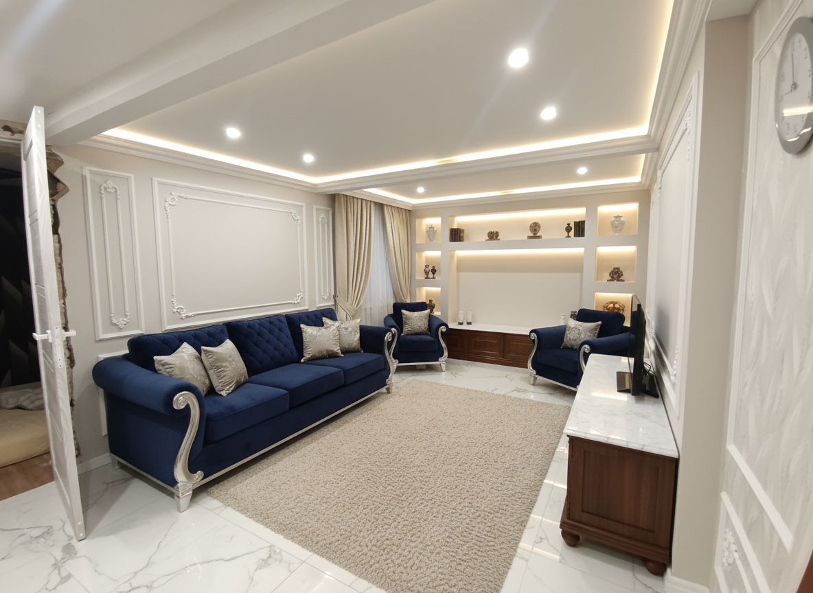 Дизайн гостиной в стиле Классика — фото интерьера от нейросети RoomGPT