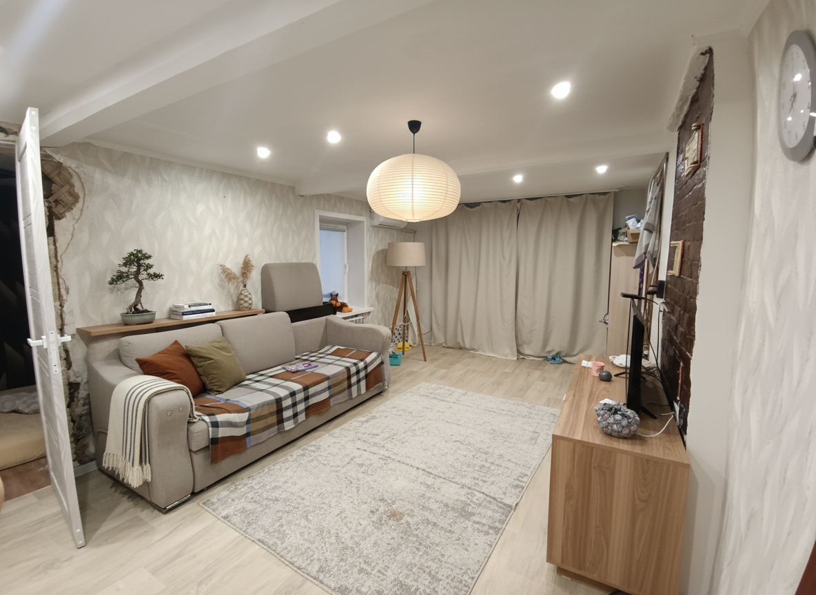 Дизайн гостиной в стиле Japandi — фото интерьера от нейросети RoomGPT