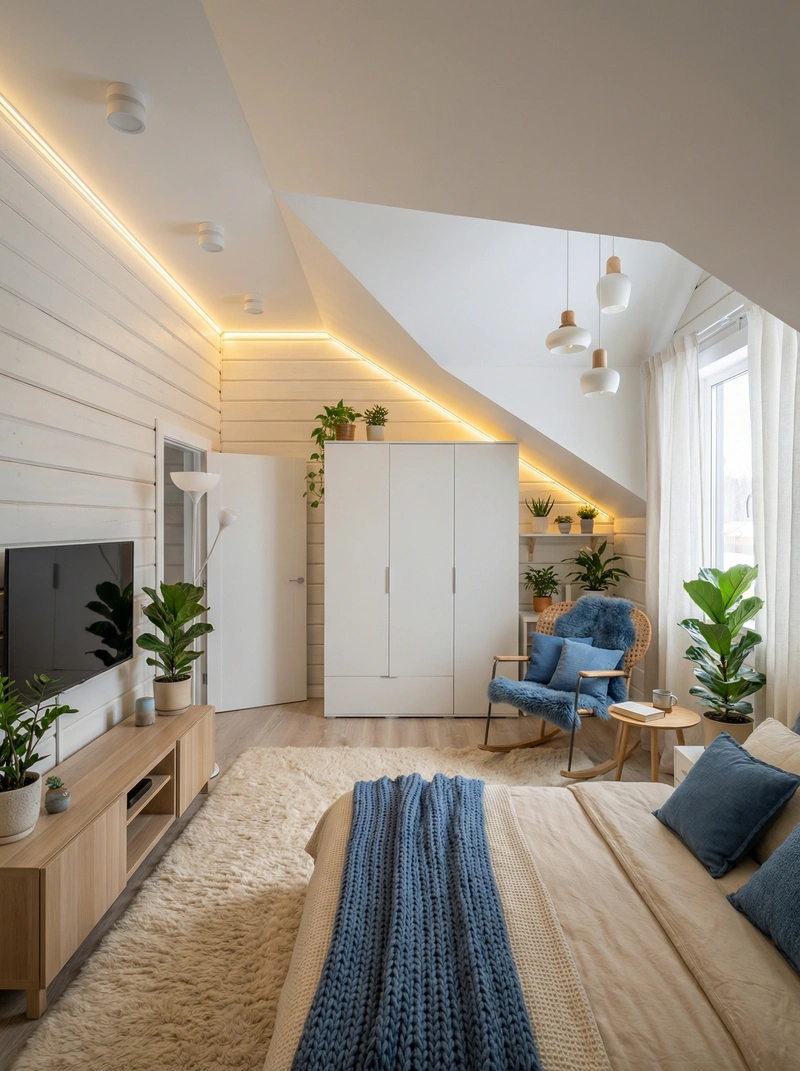 Дизайн интерьера в стиле Хюгге — Спальня от нейросети RoomGPT