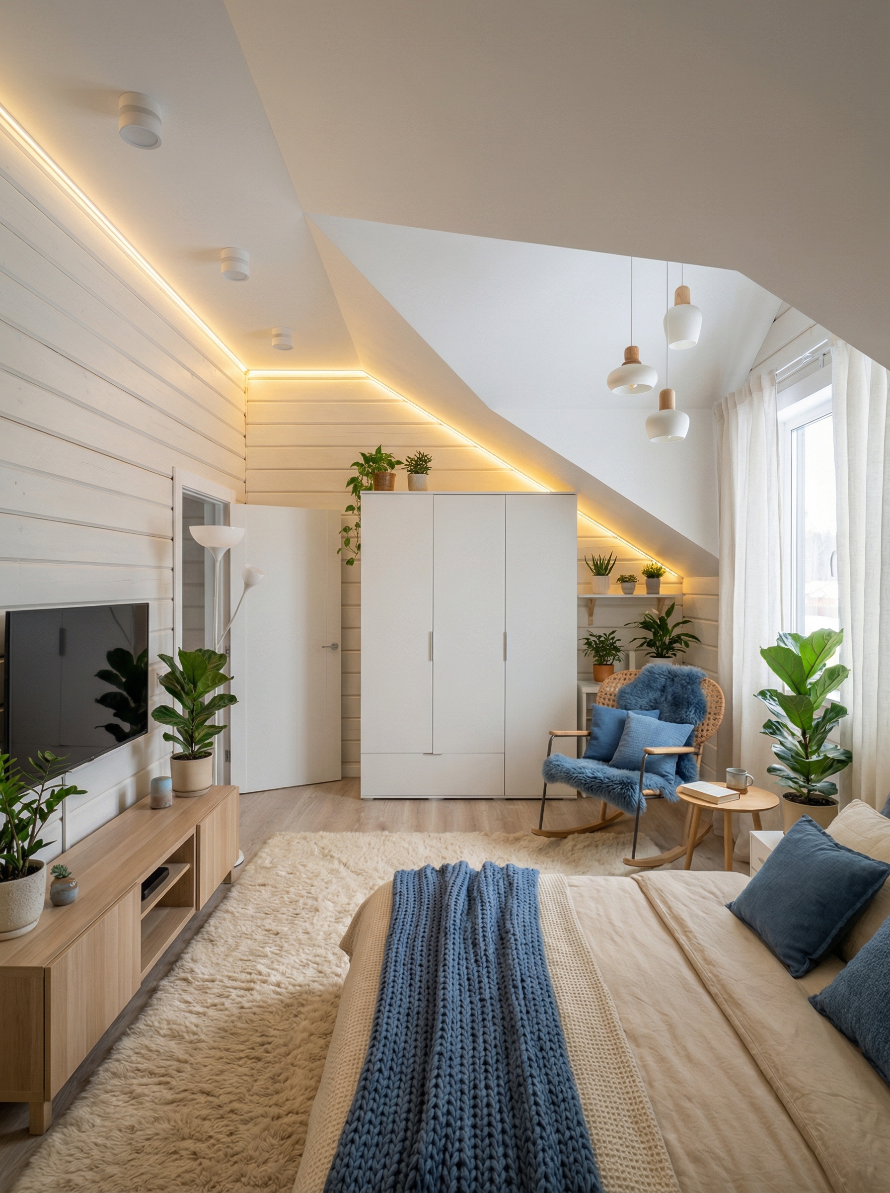 Дизайн спальни в стиле Хюгге — фото интерьера от нейросети RoomGPT