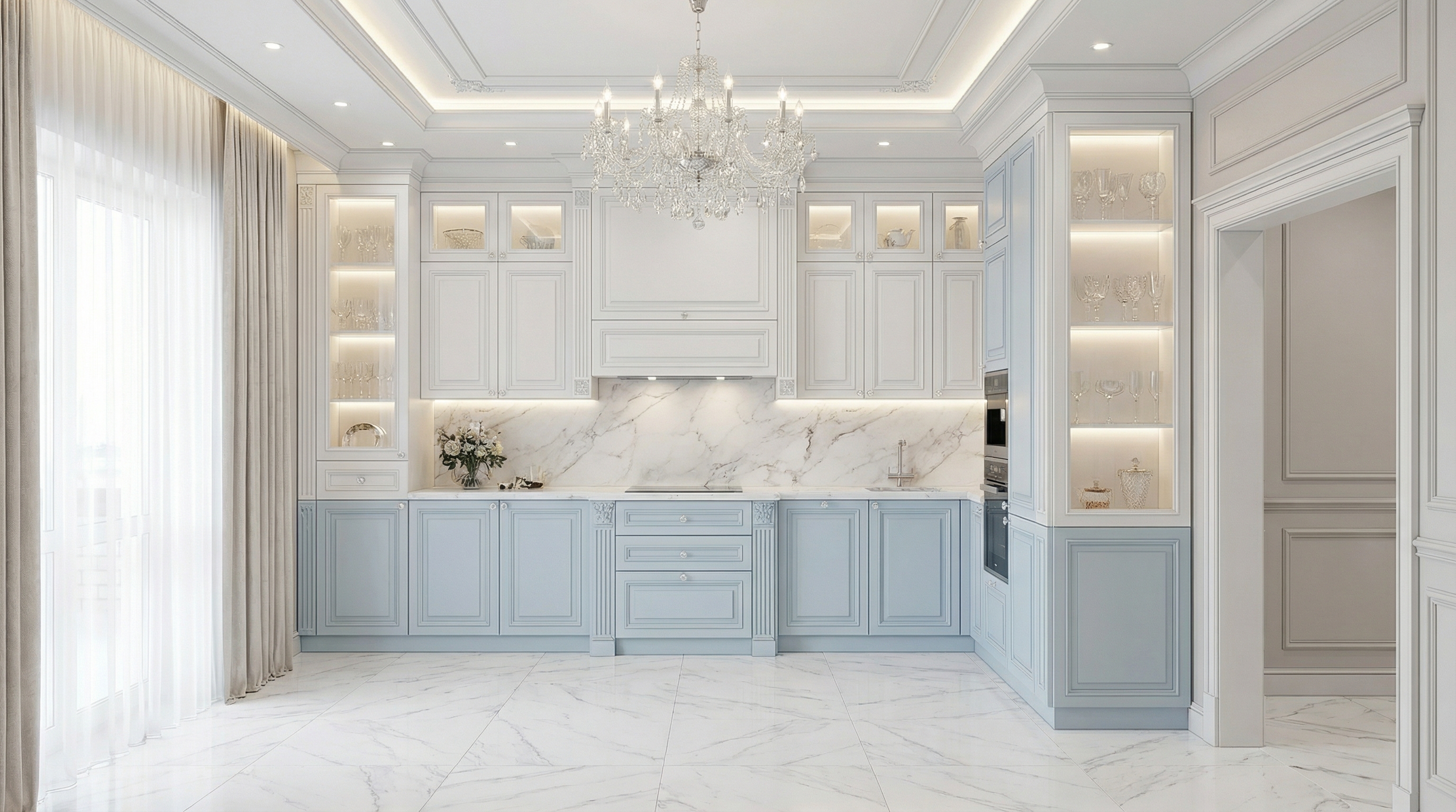 Дизайн кухни в стиле Классика — фото интерьера от нейросети RoomGPT