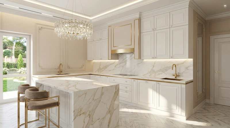 Дизайн интерьера в стиле Неоклассика — Кухня от нейросети RoomGPT