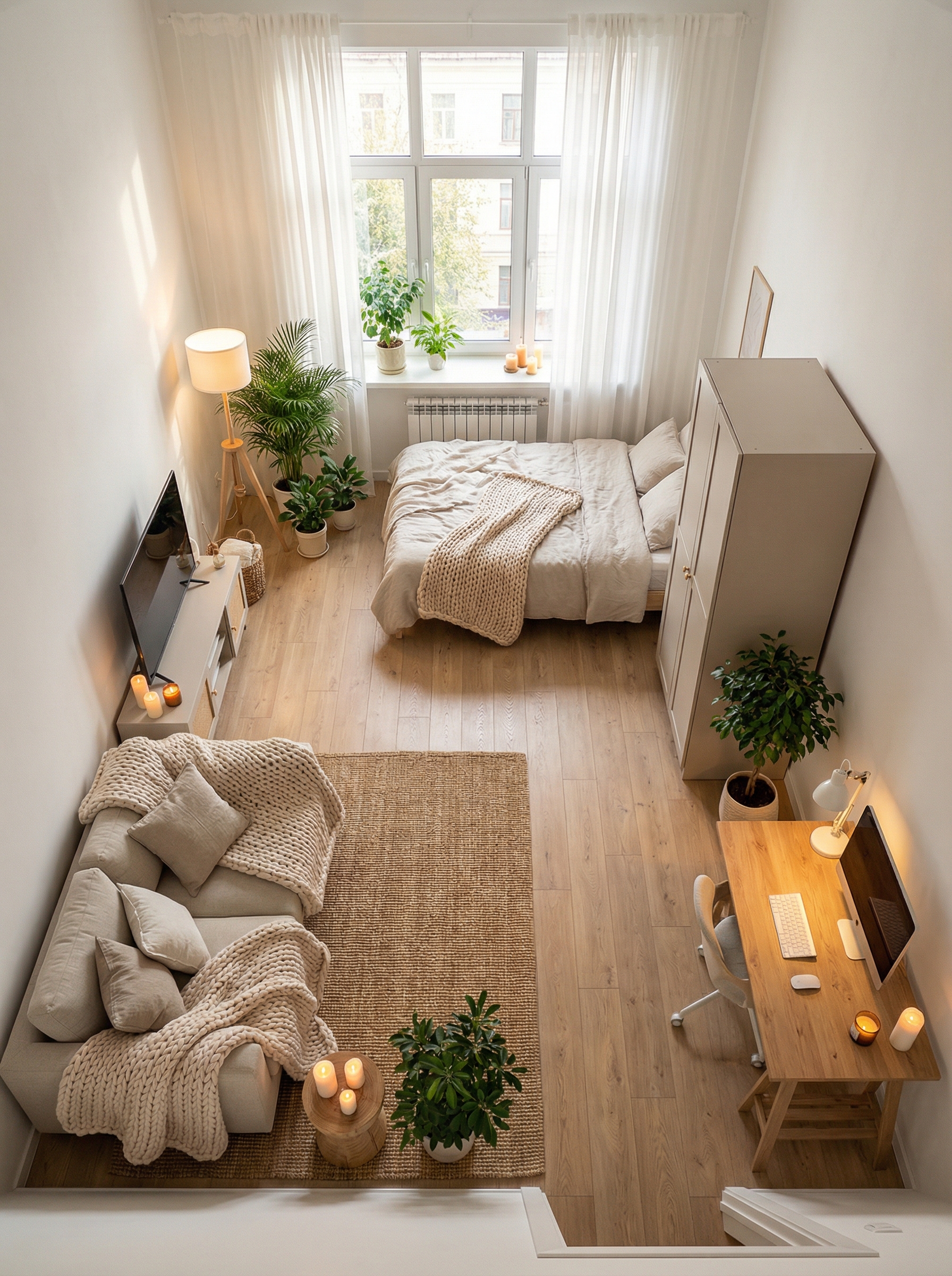 Дизайн гостиной в стиле Хюгге — фото интерьера от нейросети RoomGPT