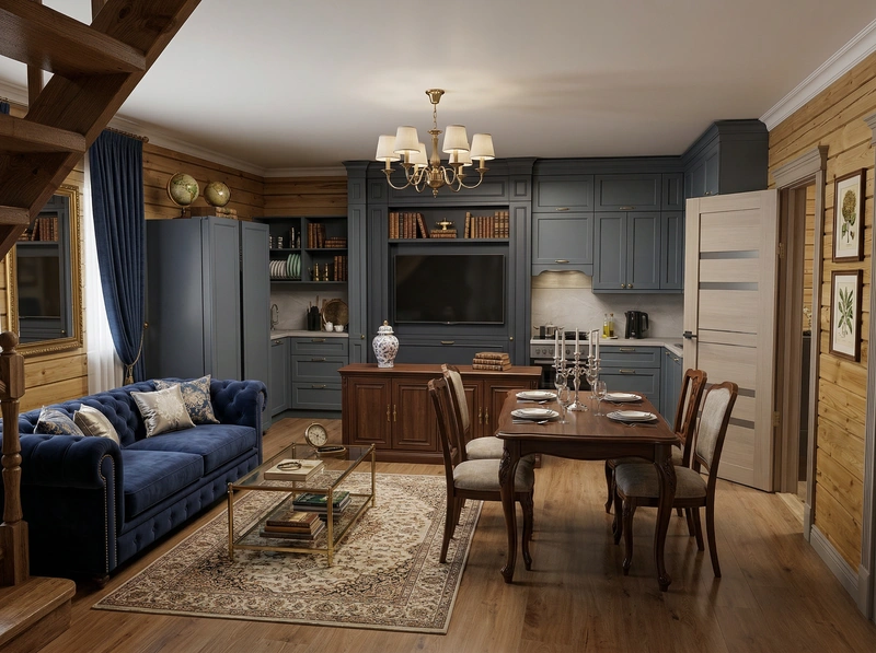 Дизайн интерьера в стиле Классика — Гостиная от нейросети RoomGPT