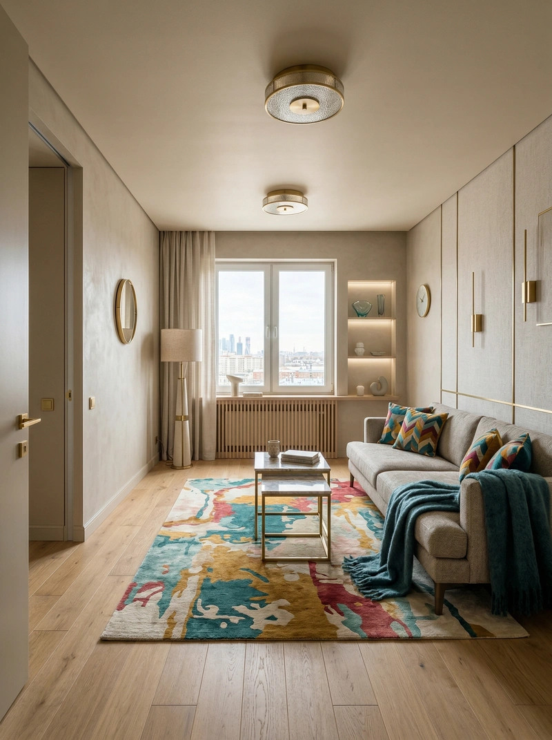 Дизайн гостиной в стиле Контемпорари — фото интерьера от нейросети RoomGPT