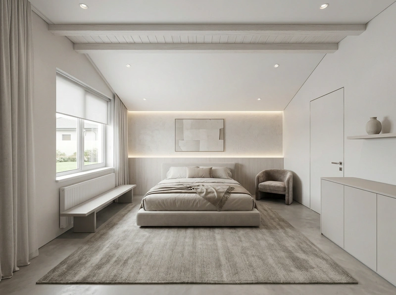 Дизайн спальни в стиле Минимализм — фото интерьера от нейросети RoomGPT