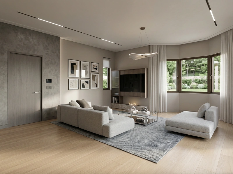 Дизайн интерьера в стиле Контемпорари — Гостиная от нейросети RoomGPT