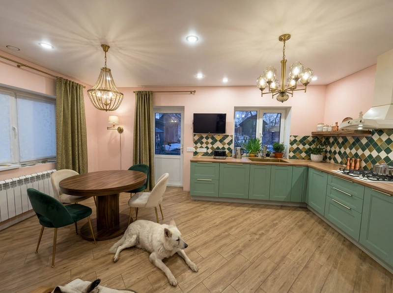 Дизайн кухни в стиле Эклектика — фото интерьера от нейросети RoomGPT