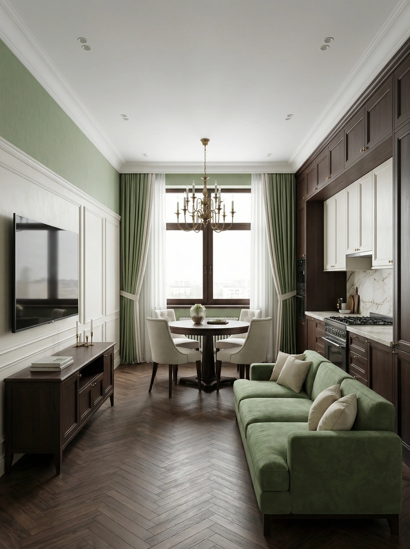 Дизайн интерьера в стиле Классика — Кухня от нейросети RoomGPT