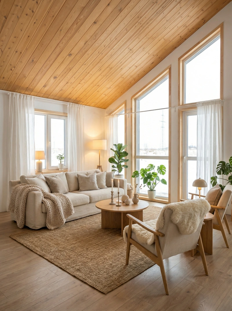 Дизайн интерьера в стиле Хюгге — Гостиная от нейросети RoomGPT