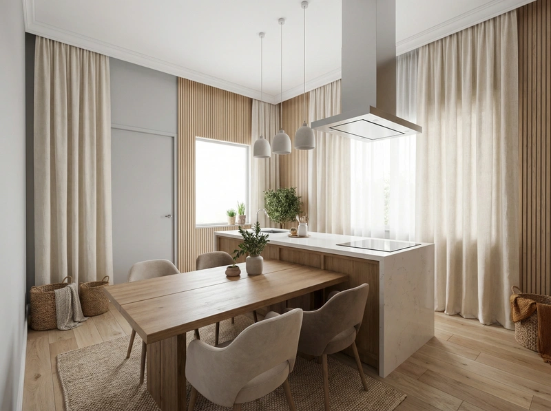 Дизайн кухни в стиле Хюгге — фото интерьера от нейросети RoomGPT