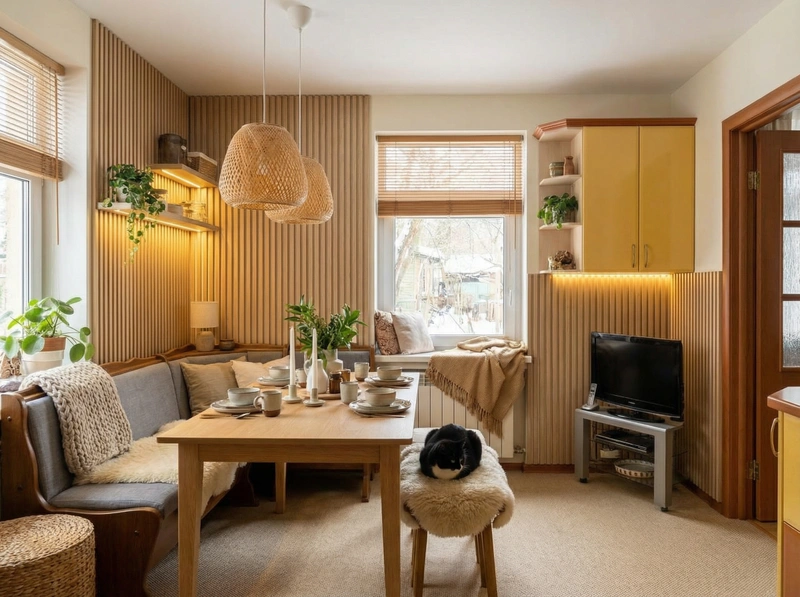 Дизайн интерьера в стиле Хюгге — Кухня от нейросети RoomGPT