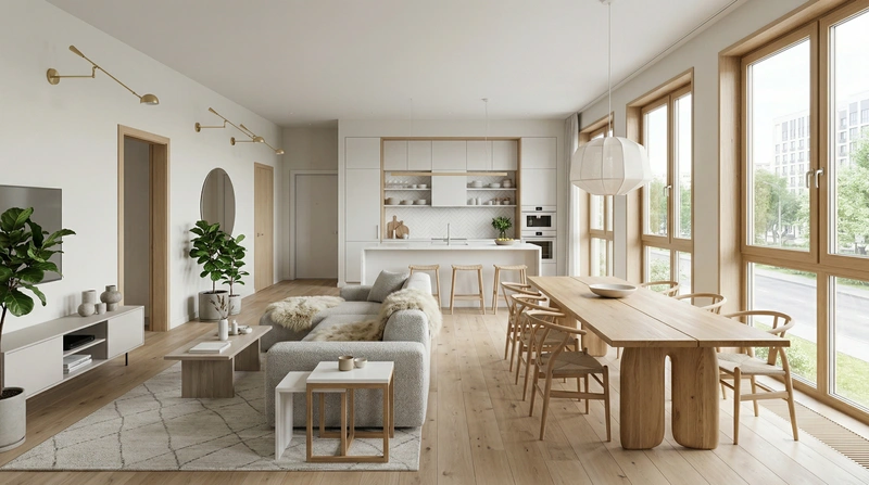 Дизайн гостиной в стиле Сканди — фото интерьера от нейросети RoomGPT