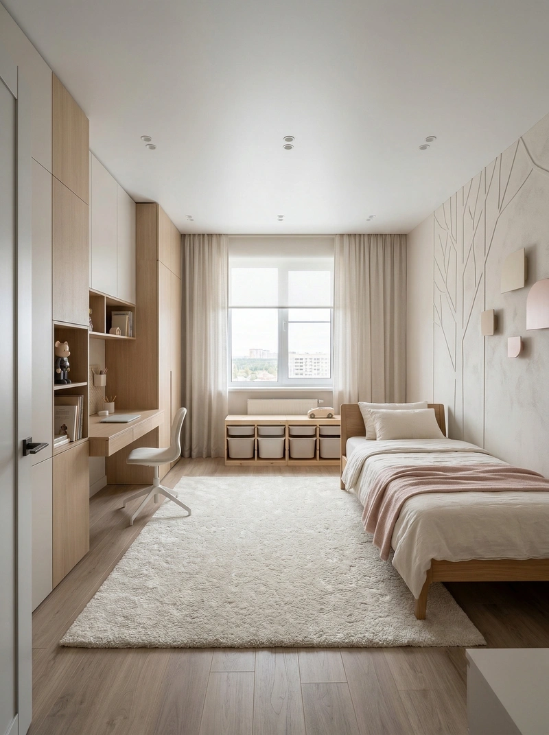 Дизайн детской в стиле Минимализм — фото интерьера от нейросети RoomGPT