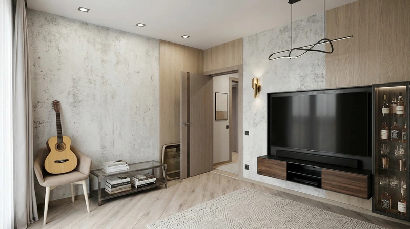 Дизайн гостиной в стиле Лофт — фото интерьера от нейросети RoomGPT