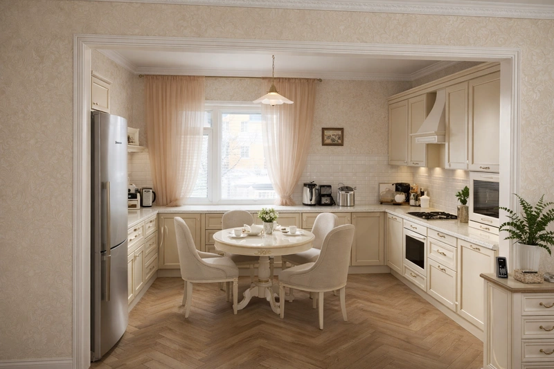 Дизайн интерьера в стиле Классика — Кухня от нейросети RoomGPT