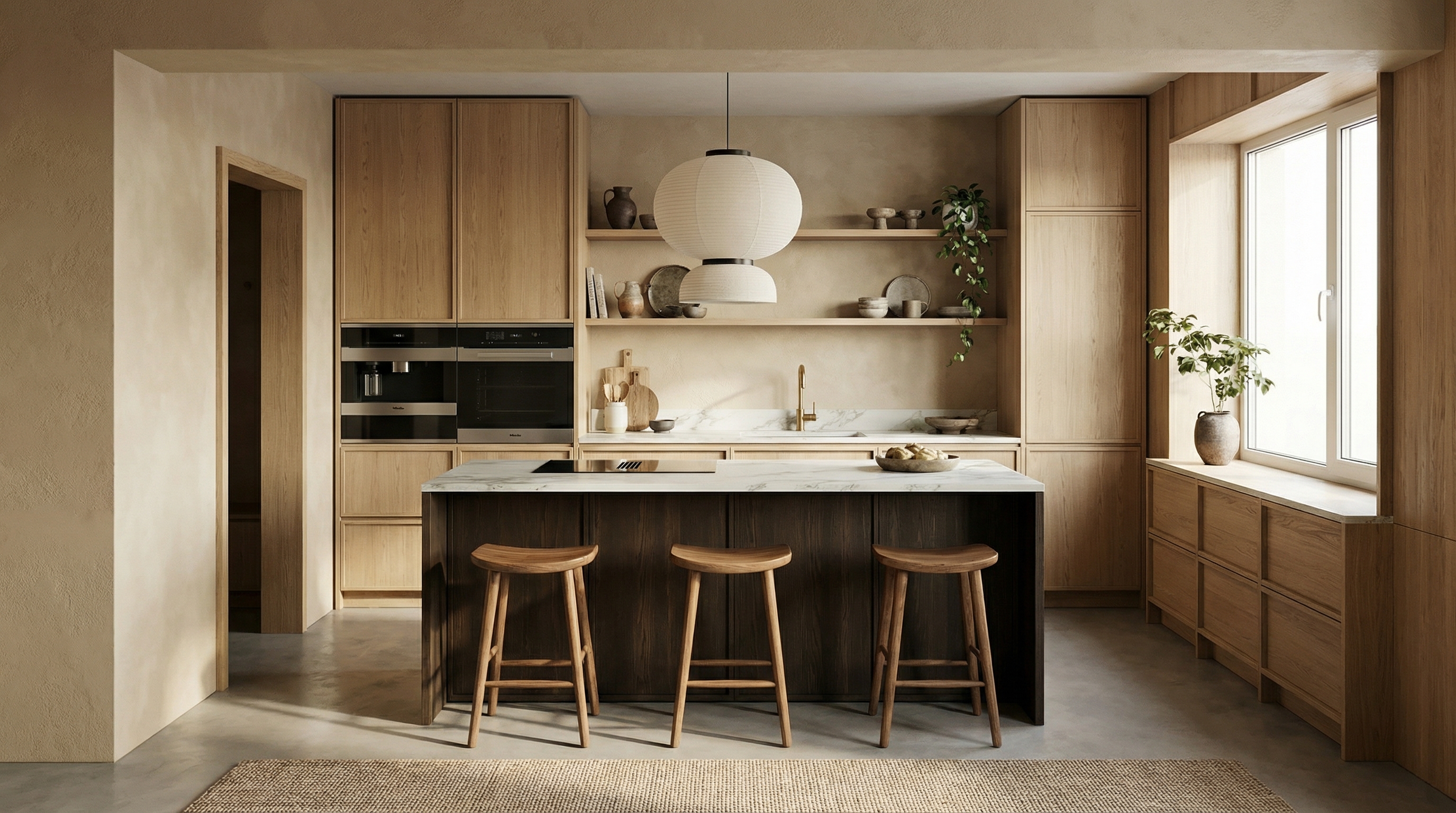 Дизайн кухни в стиле Japandi — фото интерьера от нейросети RoomGPT