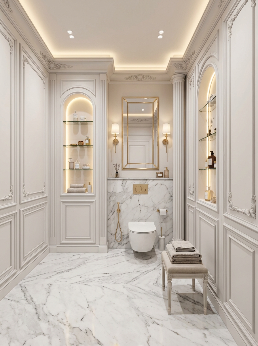 Дизайн ванной в стиле Классика — фото интерьера от нейросети RoomGPT