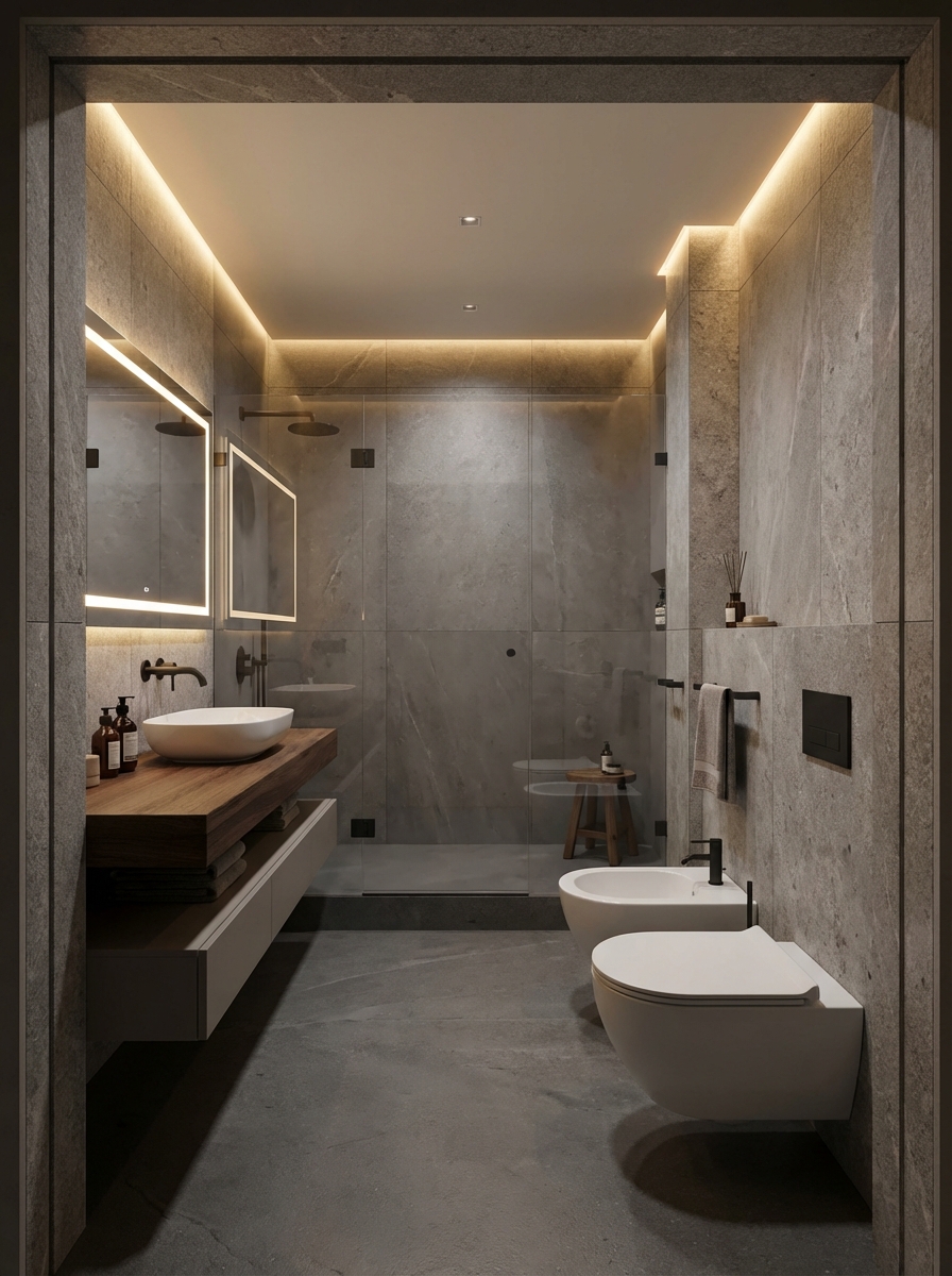 Дизайн ванной в стиле Минимализм — фото интерьера от нейросети RoomGPT