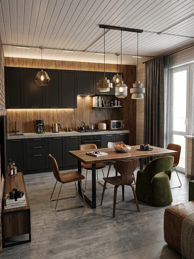 Дизайн интерьера в стиле Лофт — Гостиная от нейросети RoomGPT