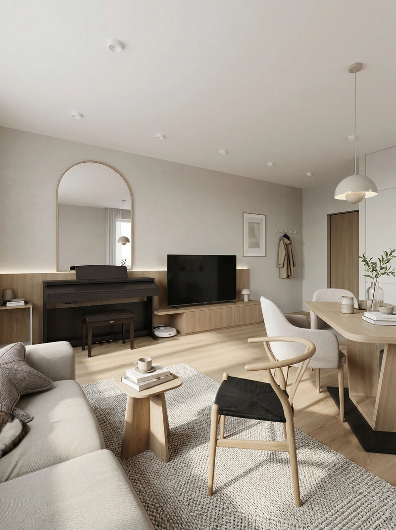 Дизайн интерьера в стиле Сканди — Гостиная от нейросети RoomGPT