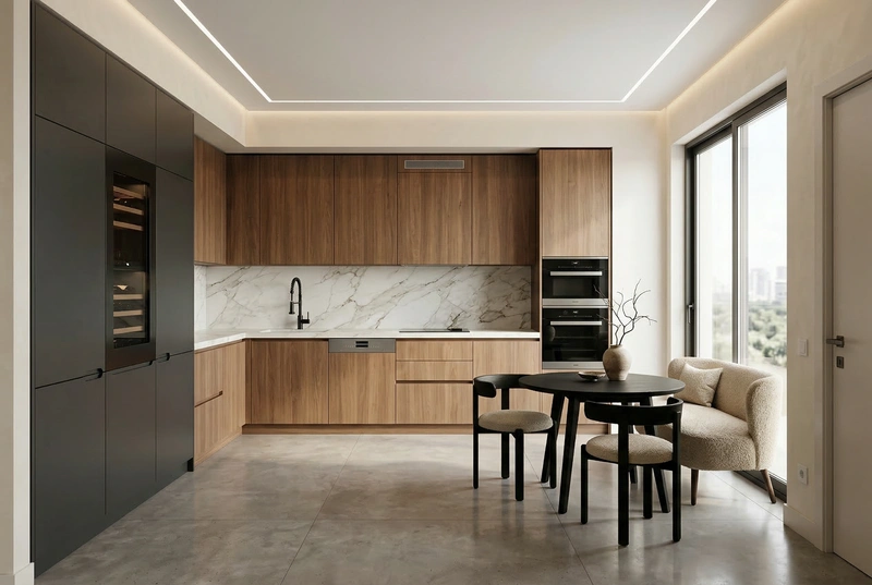 Дизайн интерьера в стиле Минимализм — Кухня от нейросети RoomGPT