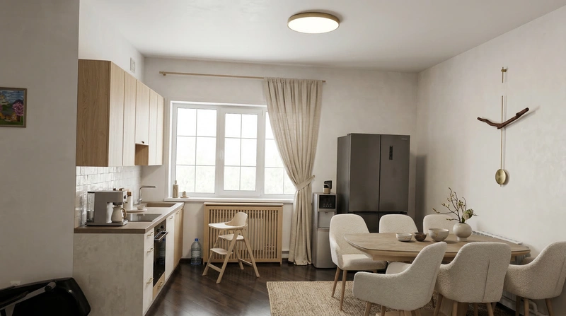 Дизайн кухни в стиле Japandi — фото интерьера от нейросети RoomGPT