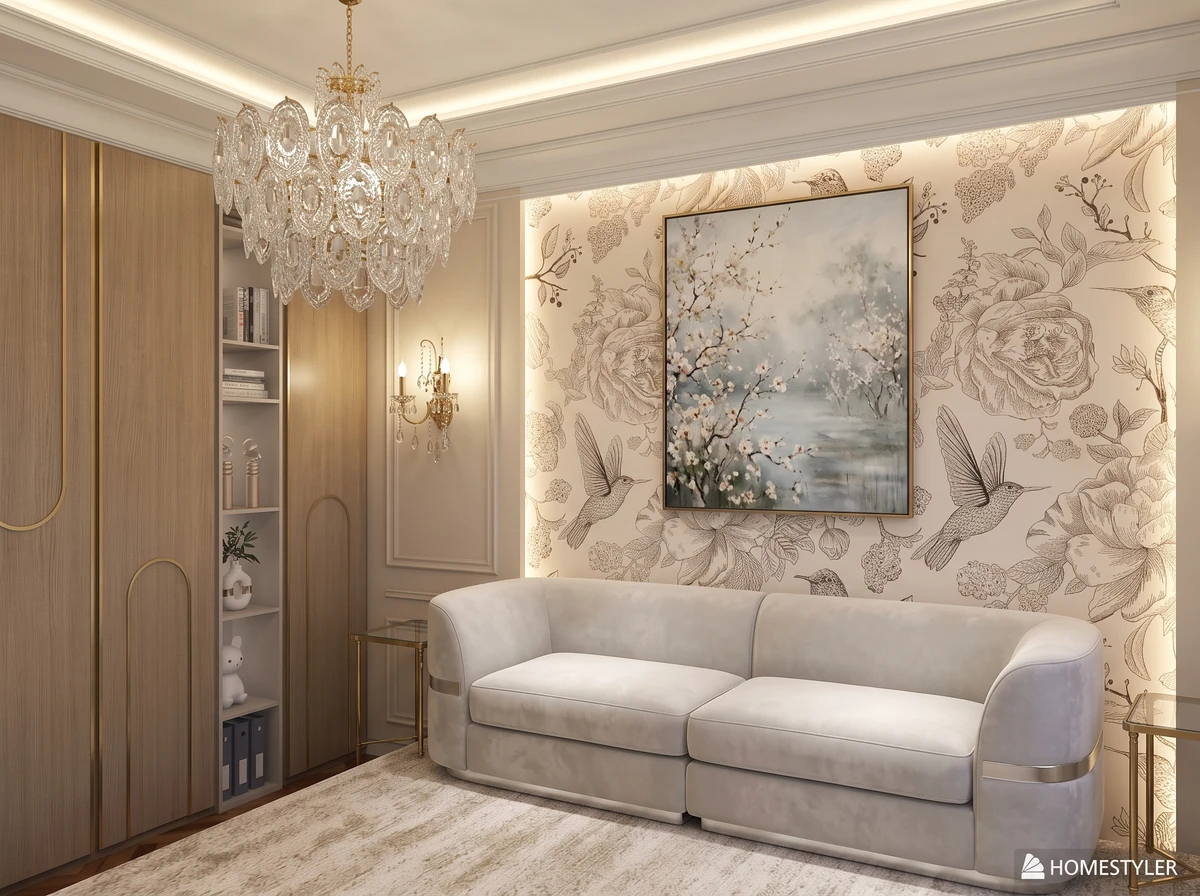 Дизайн гостиной в стиле Неоклассика — фото интерьера от нейросети RoomGPT