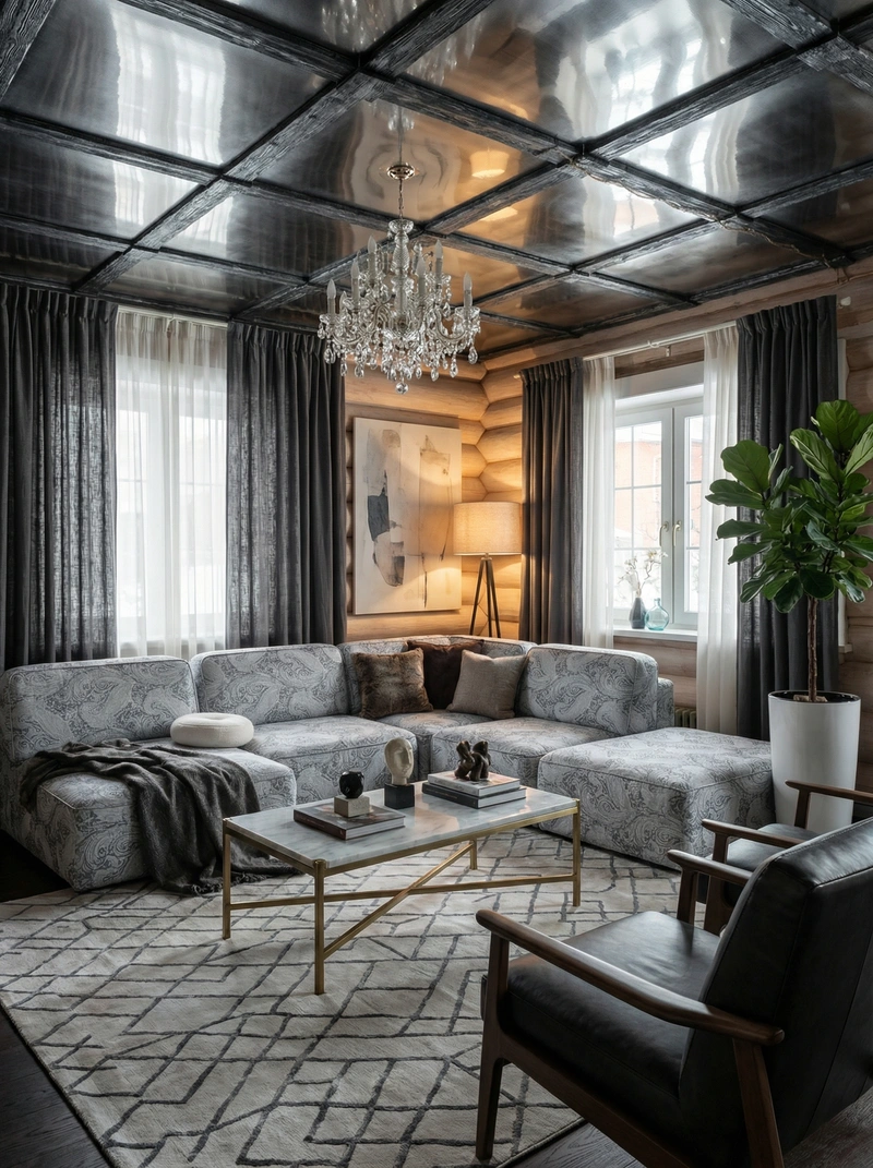 Дизайн интерьера в стиле Контемпорари — Гостиная от нейросети RoomGPT