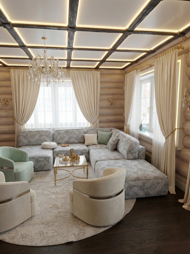 Дизайн интерьера в стиле Неоклассика — Гостиная от нейросети RoomGPT