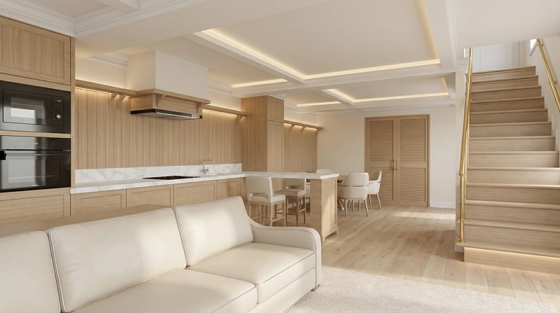 Дизайн интерьера в стиле Неоклассика — Гостиная от нейросети RoomGPT