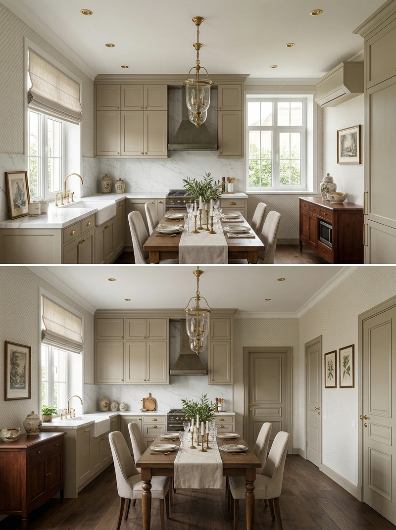 Дизайн кухни в стиле Классика — фото интерьера от нейросети RoomGPT
