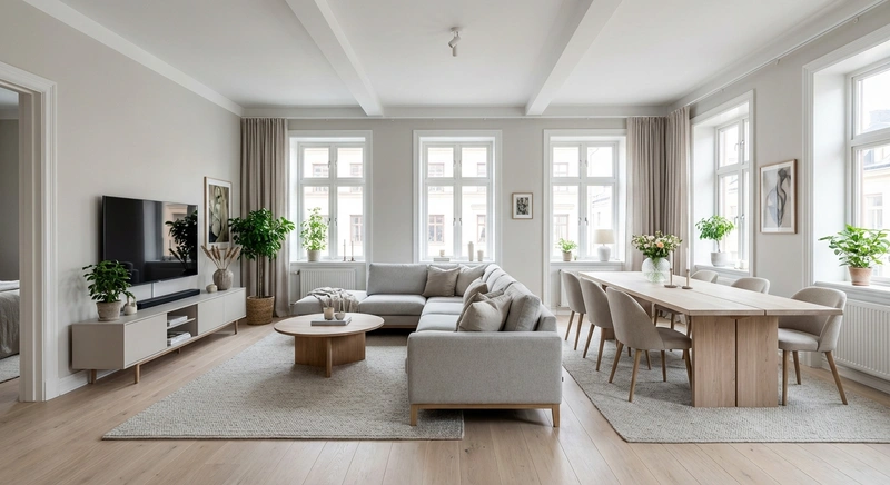 Дизайн интерьера в стиле Сканди — Гостиная от нейросети RoomGPT